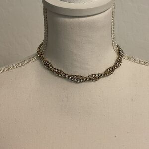 2 Row Twisted Rhinestone Crystal Choker Wedding Prom Formal